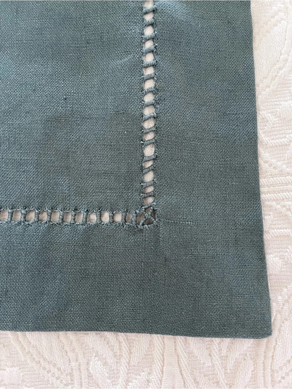 NWT Deadstock (9) Pottery Barn Linen Homestead Placemats Atlantic Blue Hemstitch